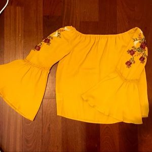 FREE WITH PURCHASE - Lily White Mustard Yellow Strapless Floral Shirt